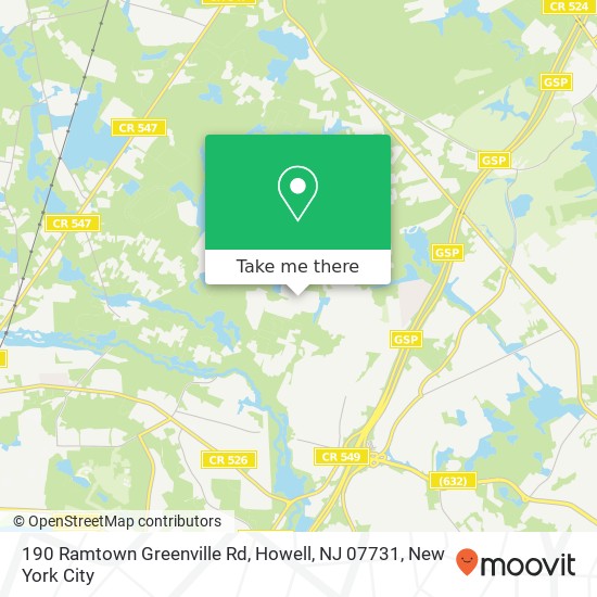 Mapa de 190 Ramtown Greenville Rd, Howell, NJ 07731