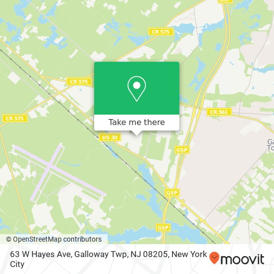 Mapa de 63 W Hayes Ave, Galloway Twp, NJ 08205