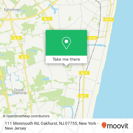 Mapa de 111 Monmouth Rd, Oakhurst, NJ 07755