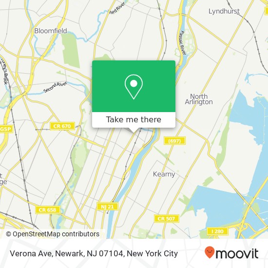 Mapa de Verona Ave, Newark, NJ 07104