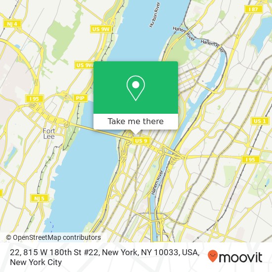 Mapa de 22, 815 W 180th St #22, New York, NY 10033, USA