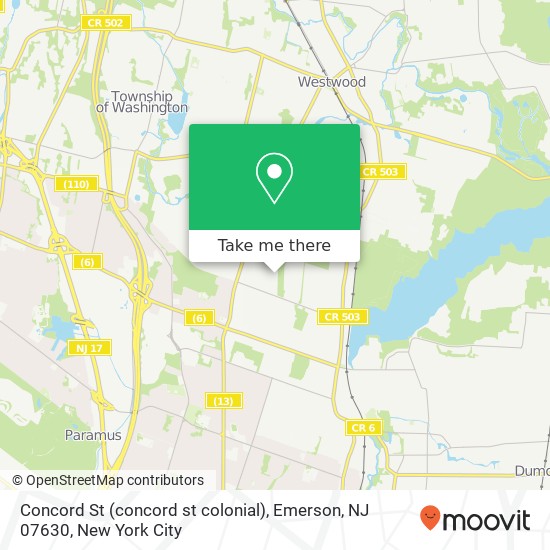 Concord St (concord st colonial), Emerson, NJ 07630 map