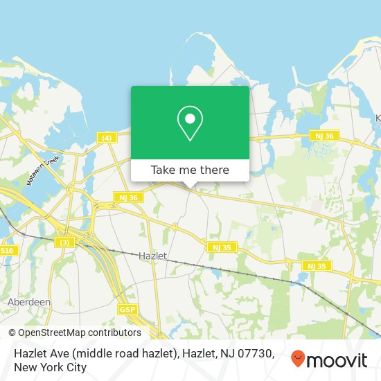 Mapa de Hazlet Ave (middle road hazlet), Hazlet, NJ 07730