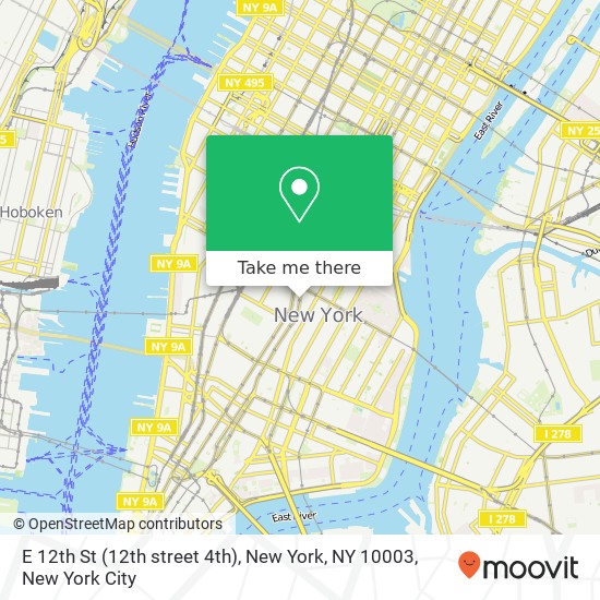 Mapa de E 12th St (12th street 4th), New York, NY 10003