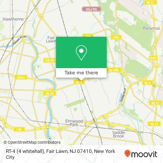 Mapa de RT-4 (4 whitehall), Fair Lawn, NJ 07410