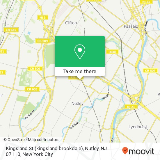 Mapa de Kingsland St (kingsland brookdale), Nutley, NJ 07110