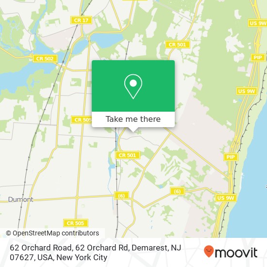 Mapa de 62 Orchard Road, 62 Orchard Rd, Demarest, NJ 07627, USA