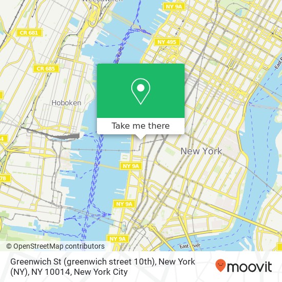 Mapa de Greenwich St (greenwich street 10th), New York (NY), NY 10014