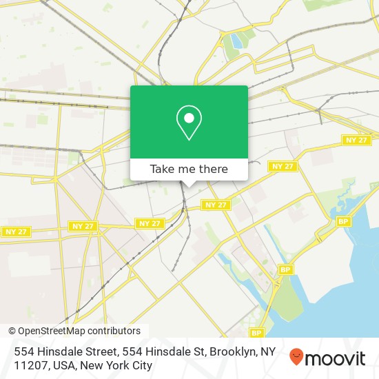 Mapa de 554 Hinsdale Street, 554 Hinsdale St, Brooklyn, NY 11207, USA