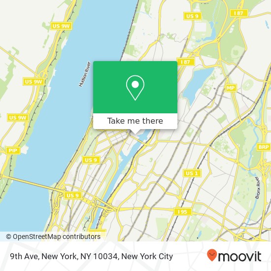 9th Ave, New York, NY 10034 map