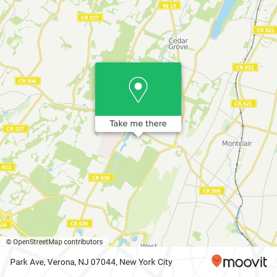 Mapa de Park Ave, Verona, NJ 07044