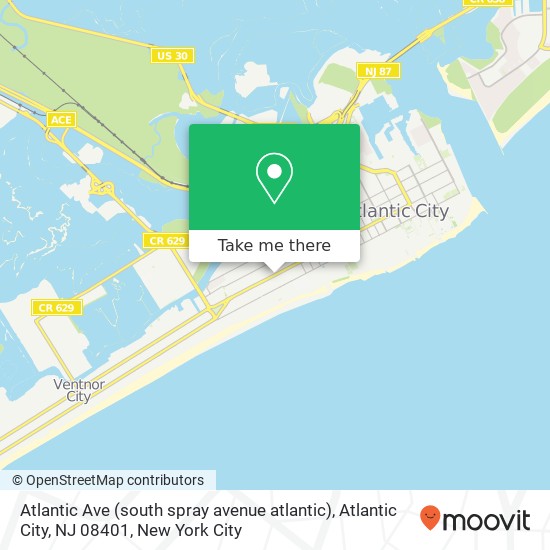 Mapa de Atlantic Ave (south spray avenue atlantic), Atlantic City, NJ 08401