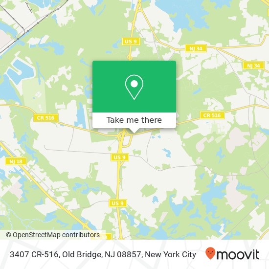 Mapa de 3407 CR-516, Old Bridge, NJ 08857