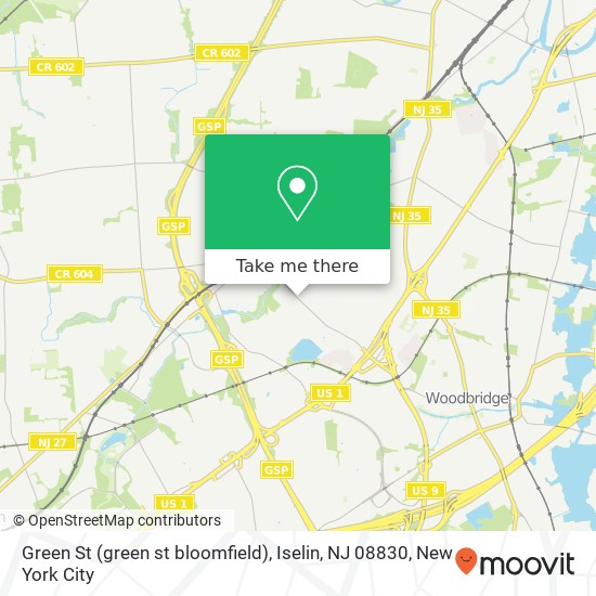 Mapa de Green St (green st bloomfield), Iselin, NJ 08830