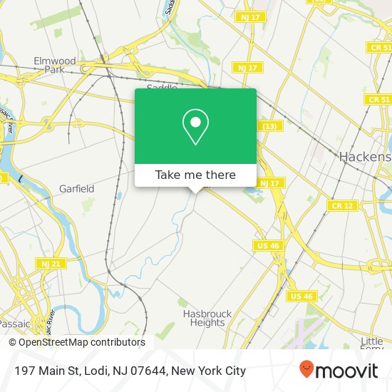 Mapa de 197 Main St, Lodi, NJ 07644