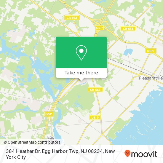 Mapa de 384 Heather Dr, Egg Harbor Twp, NJ 08234