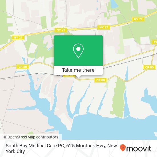 Mapa de South Bay Medical Care PC, 625 Montauk Hwy