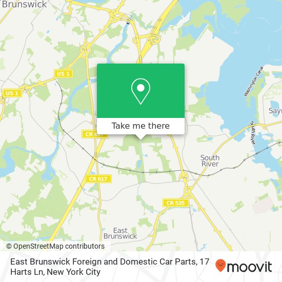 Mapa de East Brunswick Foreign and Domestic Car Parts, 17 Harts Ln