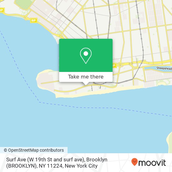 Mapa de Surf Ave (W 19th St and surf ave), Brooklyn (BROOKLYN), NY 11224