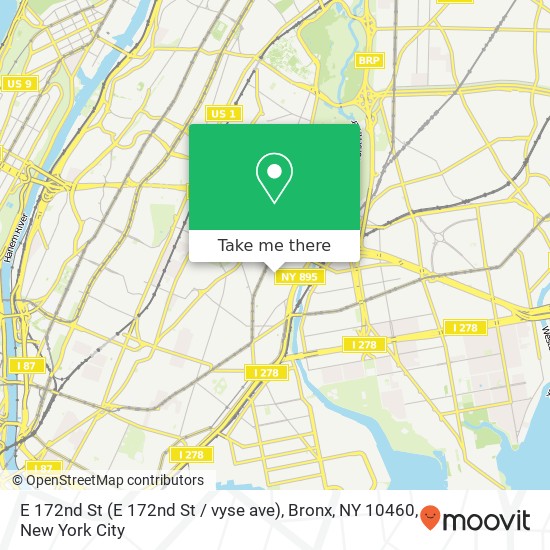 Mapa de E 172nd St (E 172nd St / vyse ave), Bronx, NY 10460