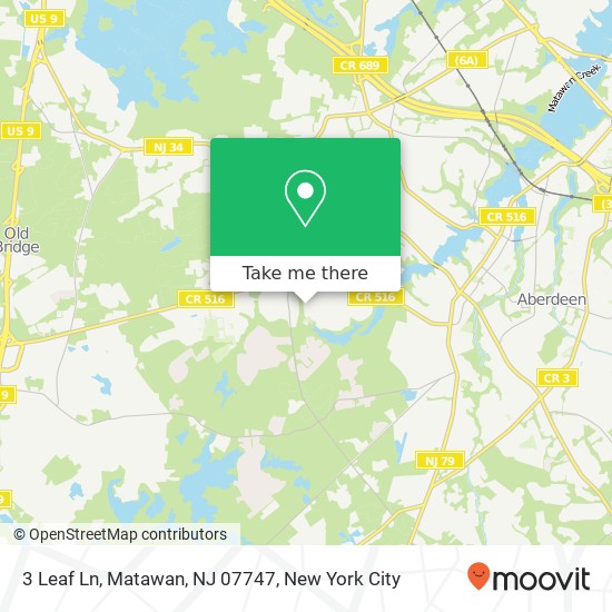 Mapa de 3 Leaf Ln, Matawan, NJ 07747