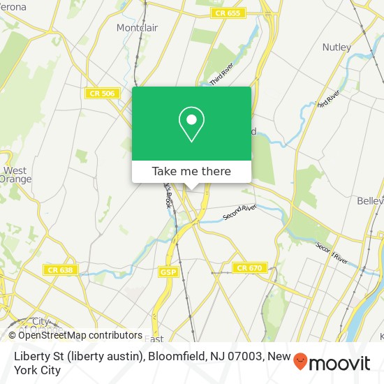 Liberty St (liberty austin), Bloomfield, NJ 07003 map