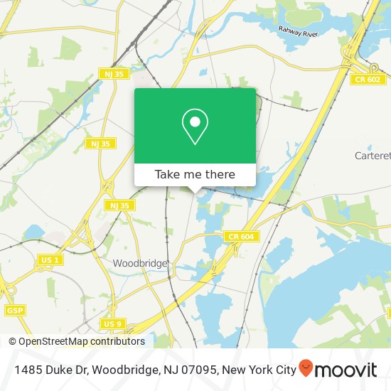 Mapa de 1485 Duke Dr, Woodbridge, NJ 07095