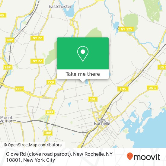 Mapa de Clove Rd (clove road parcot), New Rochelle, NY 10801