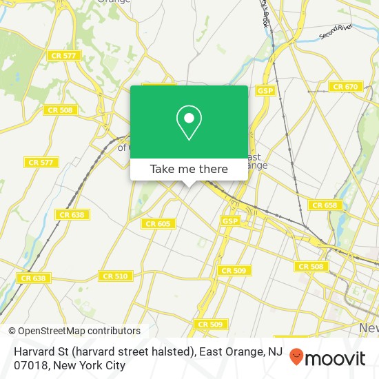 Mapa de Harvard St (harvard street halsted), East Orange, NJ 07018