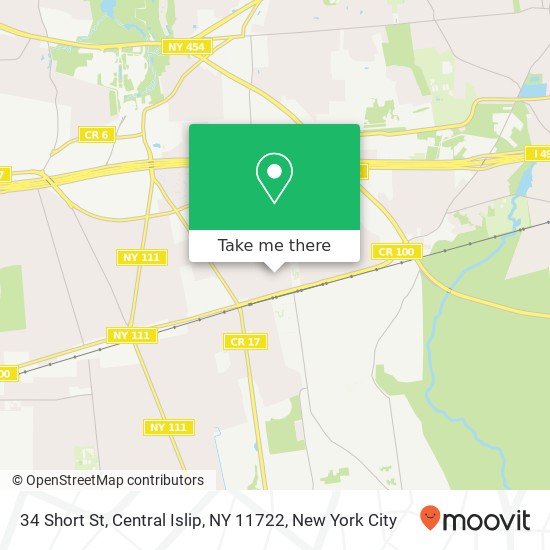 Mapa de 34 Short St, Central Islip, NY 11722