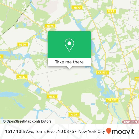 Mapa de 1517 10th Ave, Toms River, NJ 08757