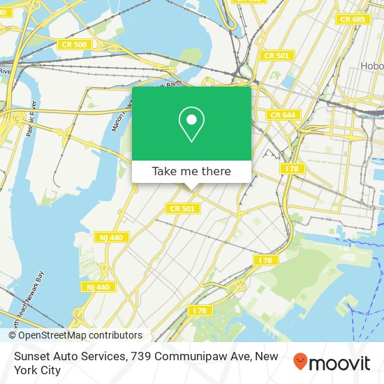 Mapa de Sunset Auto Services, 739 Communipaw Ave