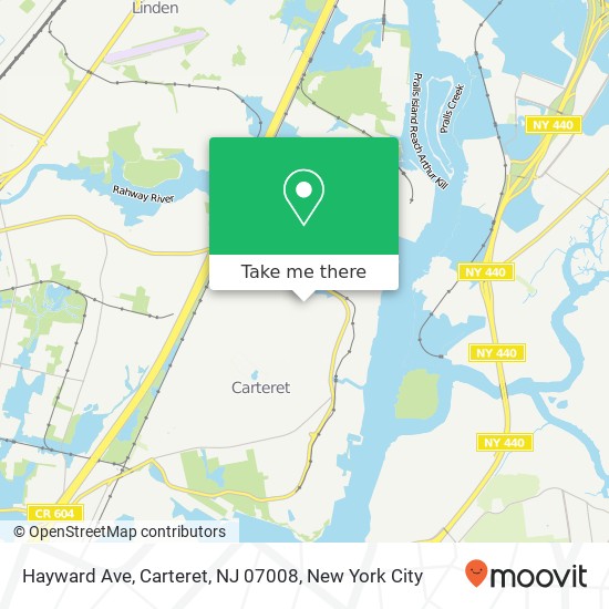 Mapa de Hayward Ave, Carteret, NJ 07008