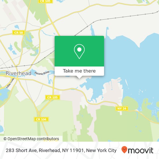 Mapa de 283 Short Ave, Riverhead, NY 11901