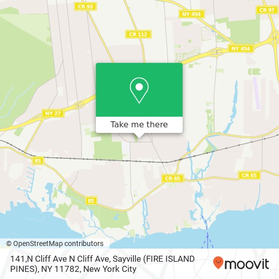 Mapa de 141,N Cliff Ave N Cliff Ave, Sayville (FIRE ISLAND PINES), NY 11782