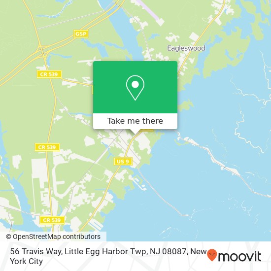 Mapa de 56 Travis Way, Little Egg Harbor Twp, NJ 08087