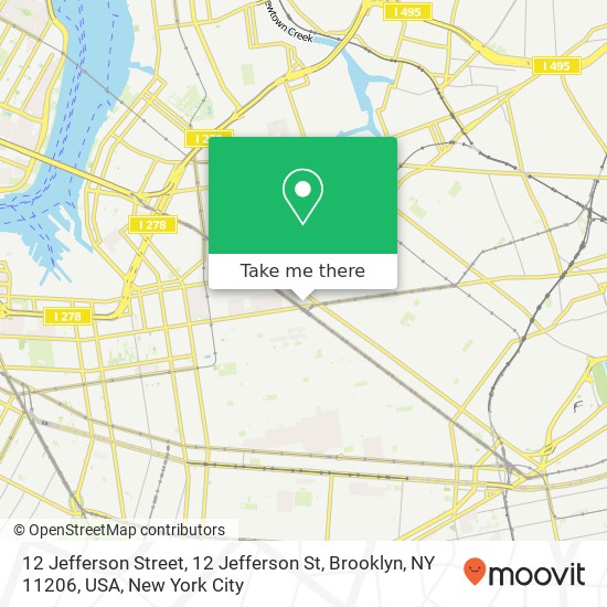 Mapa de 12 Jefferson Street, 12 Jefferson St, Brooklyn, NY 11206, USA