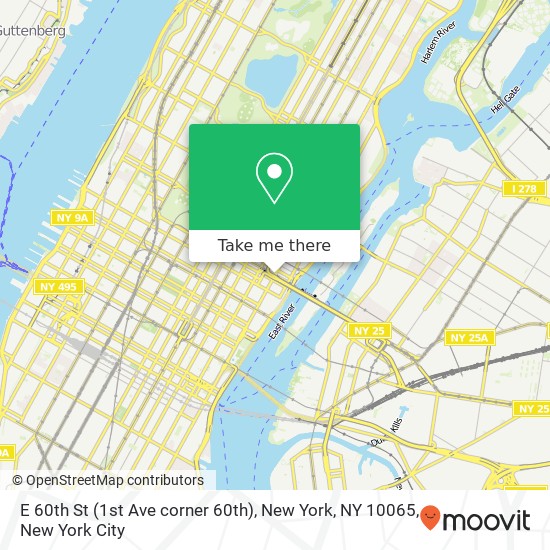 Mapa de E 60th St (1st Ave corner 60th), New York, NY 10065