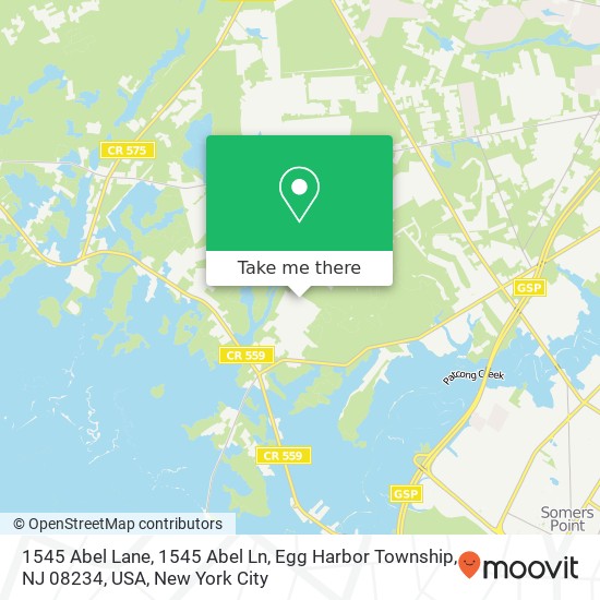 1545 Abel Lane, 1545 Abel Ln, Egg Harbor Township, NJ 08234, USA map