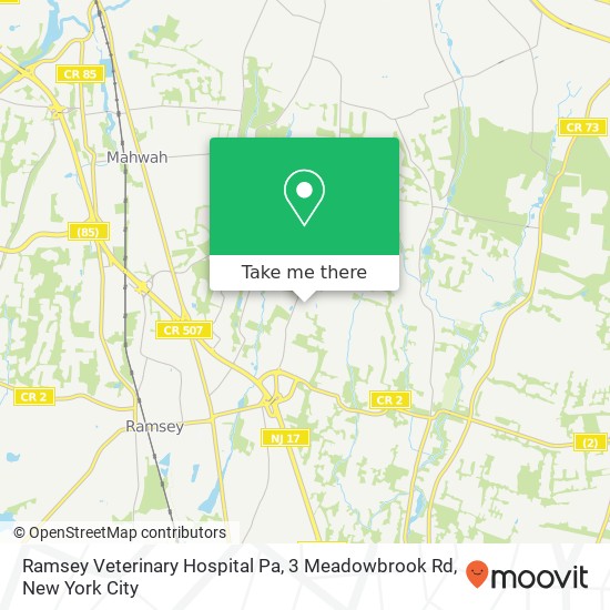 Ramsey Veterinary Hospital Pa, 3 Meadowbrook Rd map