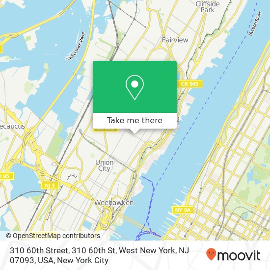 Mapa de 310 60th Street, 310 60th St, West New York, NJ 07093, USA