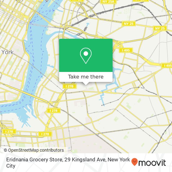 Mapa de Eridnania Grocery Store, 29 Kingsland Ave