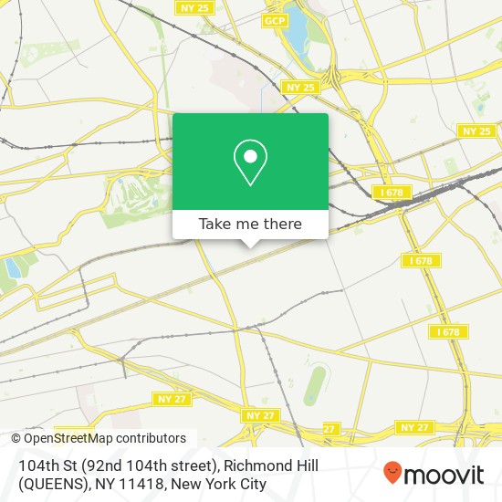 Mapa de 104th St (92nd 104th street), Richmond Hill (QUEENS), NY 11418