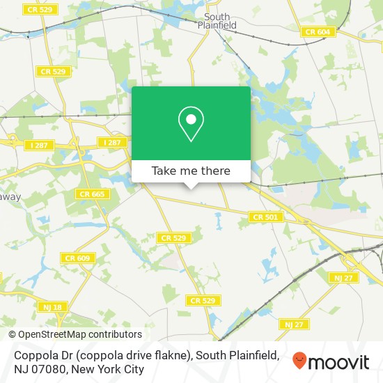 Mapa de Coppola Dr (coppola drive flakne), South Plainfield, NJ 07080