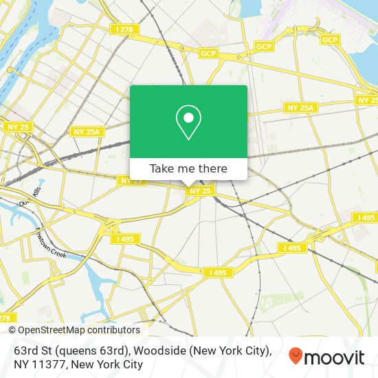 Mapa de 63rd St (queens 63rd), Woodside (New York City), NY 11377