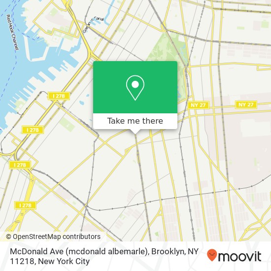 Mapa de McDonald Ave (mcdonald albemarle), Brooklyn, NY 11218