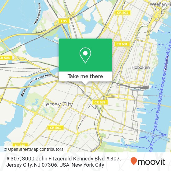 # 307, 3000 John Fitzgerald Kennedy Blvd # 307, Jersey City, NJ 07306, USA map