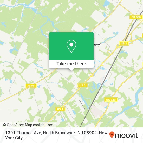 Mapa de 1301 Thomas Ave, North Brunswick, NJ 08902