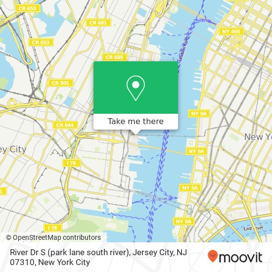 Mapa de River Dr S (park lane south river), Jersey City, NJ 07310