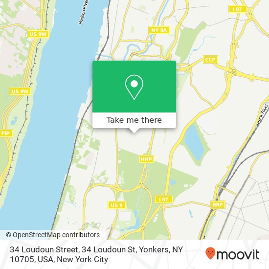 Mapa de 34 Loudoun Street, 34 Loudoun St, Yonkers, NY 10705, USA